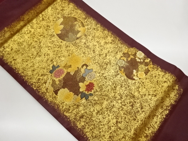 JAPANESE NAGOYA OBI / EMBROIDERY / KINSAI / FLORAL PLANTS